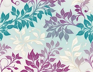 Elegant Floral Vines with Luminous Leaves and Gradient Background Pattern