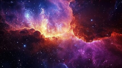 Fototapeta premium A Cosmic Nebula with Glowing Gas and Scattered Stars