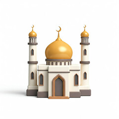 Cute small mosque illustration isolated on white background
