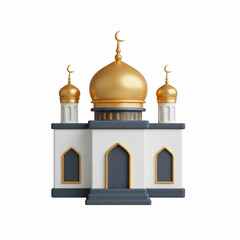 Cute small mosque illustration isolated on white background