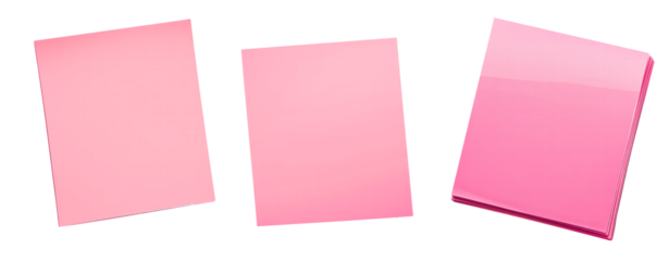 Pink sticky post it note isolated on transparent background, PNG