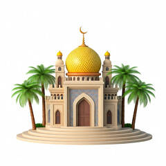 Cute small mosque illustration isolated on white background