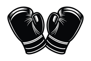 Pair of boxing gloves vector art icon silhouette.eps