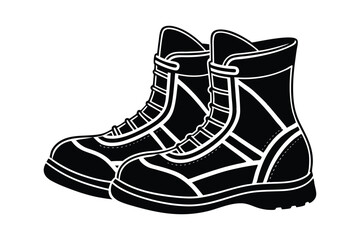 Pair of snowboarding boots vector art icon silhouette.eps