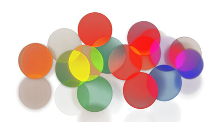 Colorful Bokeh Lights and Transparent Bubbles Overlay on Transparent Background. Abstract Design Element, PNG Cutout, Graphic Resource.
