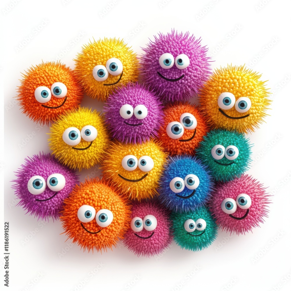 Leinwandbilder cheerful colorful microbes with eyes and smiles create a vibrant display of happiness and joy in a f