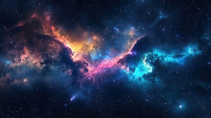 Fototapeta premium A Cosmic Landscape of Nebulas and Stars in Deep Space