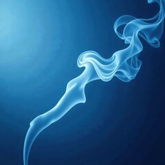Fototapeta premium delicate smoke wisps suspended in an infinite blue space, blue, ethereal