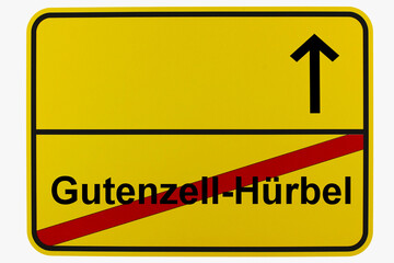 Illustration eines Ortsausgangsschildes von Gutenzell-Hürbel in Baden-Württemberg