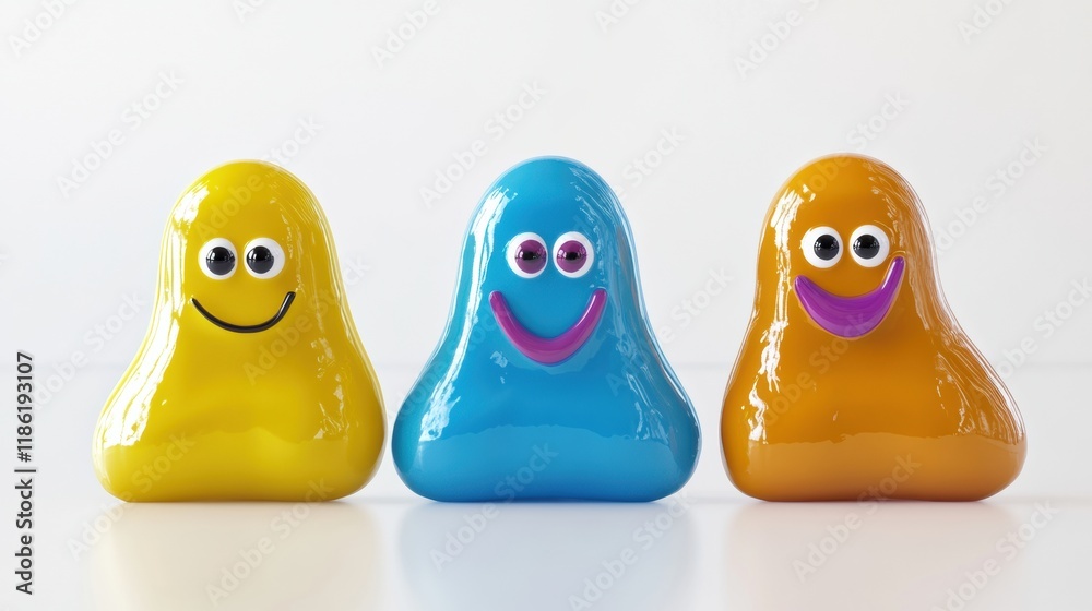 Poster Bright cheerful microbes with smiles and eyes bring joy to any environment filled with fun and creativity. Generative AI