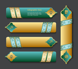 Elegant Infographic Banners with Gold and green Decorative Accents