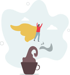 Coffee break to refresh or boost energy, morning routine to help focus and boost productivity, relax or awaken with tea break concept.flat characters.