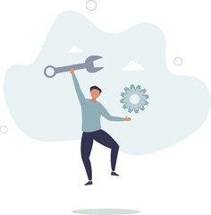 Fix business problem, help resolve problem, improve business in downturn or crisis management concept.flat characters.