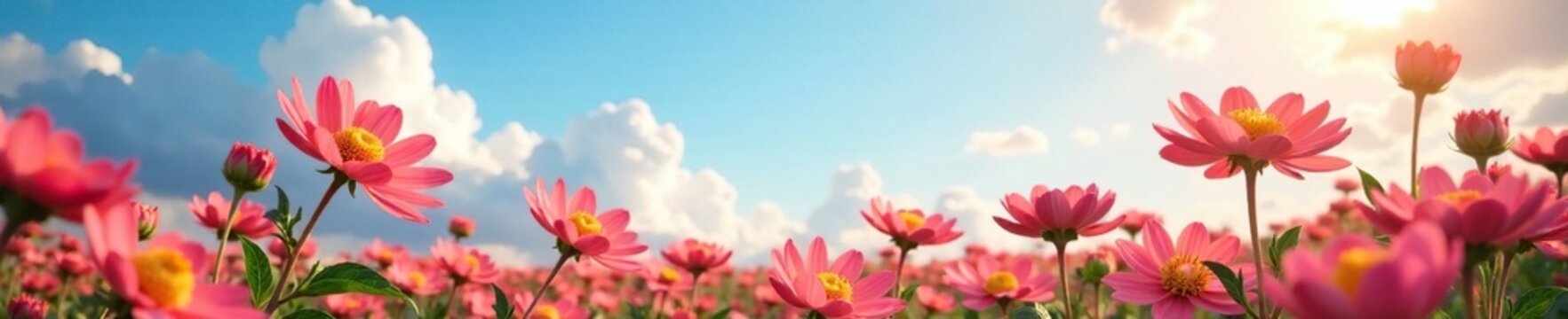 Pink and golden coleonema flowers in full bloom against a bright sky, flower, floral