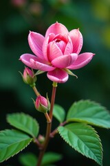 Delicate petals unfurl on slender blackberry branch, macro photography, blackberry flower