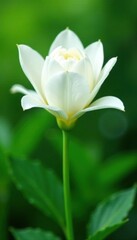 Pure white tuberose petals in a lush green stem, nature, blossom, garden