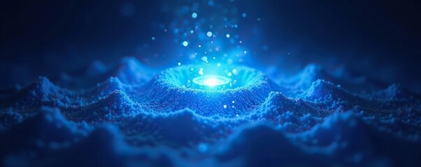 Fototapeta premium Shining blue object radiating a bright light source, shine, highlight, bright