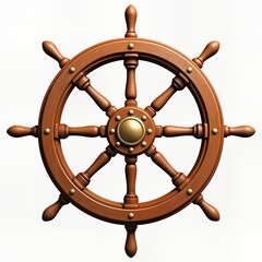 Wooden ship steering wheel. Classic nautical control. Control, leadership concept. Perfect for travel adventure themes. Image evoking seafaring history. Ideal for history articles sailing vessel