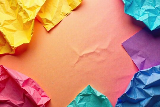 Crumpled paper background with scattered papers and textures, wrinkled paper, disordered papers, paper folds