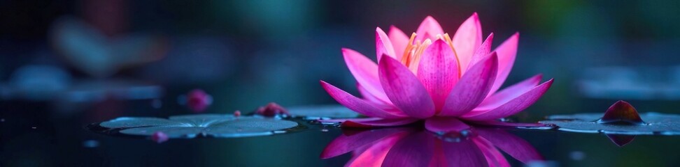 Naklejka premium Radiant neon waters rising as a Water Hyacinth flower, colorful, waterlily