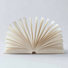 Open book, pages fanned out, isolated on a white background, minimalistic