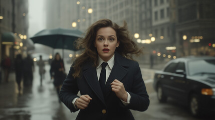 Fototapeta premium A hasty businesswoman.