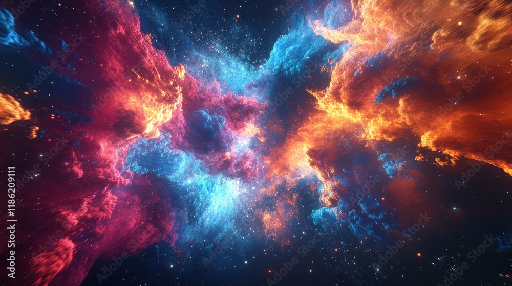 Canvas Prints cosmic nebula with red and blue gas clouds