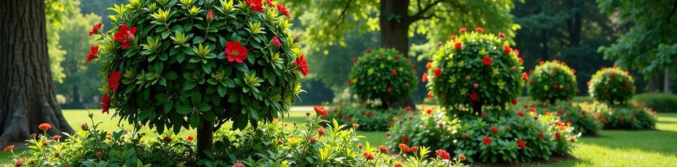 Obraz premium Twisted metal trellis supporting a floral topiary, topiaries, garden decor, botanical art