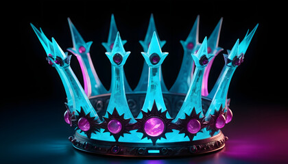 Glowing neon crown with purple gems.