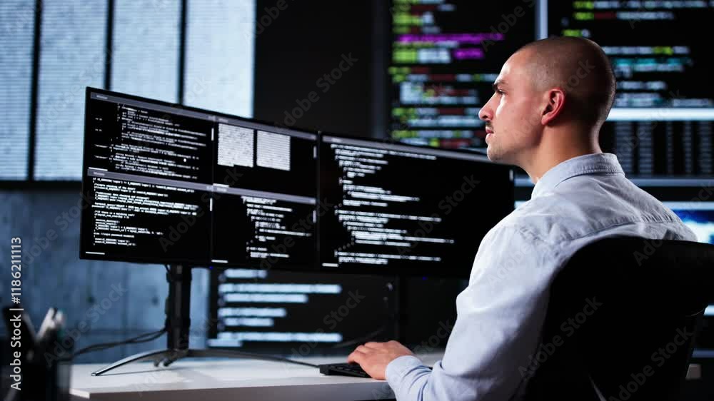 Poster Web Developer Coding On Computer