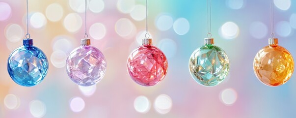 Christmas ornaments, colorful, shiny decorations, holiday spirit, festive background, bright colors, sparkling balls hanging, celebration concept, traditional winter decor, joyful