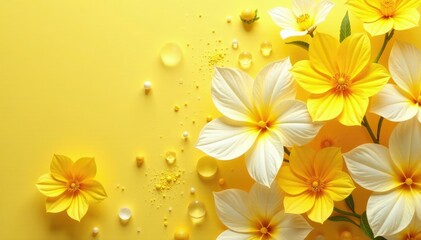 Fototapeta premium Yellow abstract background with icy floral shapes, yellow, flowers, shapes