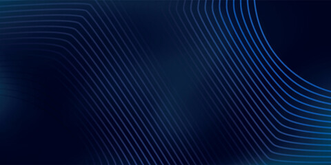 Abstract blue glowing geometric lines on dark blue background. Modern shiny blue circle lines pattern. Futuristic technology concept. Suit for cover, poster, banner, header, website.eps10