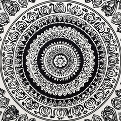Intricate Black and White Mandala Pattern Design