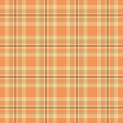 Daisy fabric pattern check, purchase seamless textile plaid. Customizable background tartan texture vector in orange and amber colors.