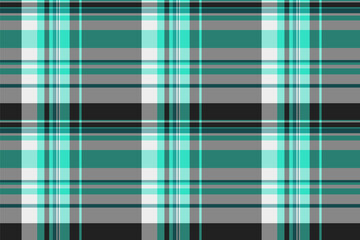 Vibrant teal, gray, and black plaid pattern.  Perfect for textile design, website backgrounds, or fashion projects.  Clean, modern aesthetic. Ideal for creating stylish and eye-catching visuals.