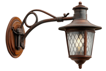 wall-mounted lantern with a glowing filament bulb