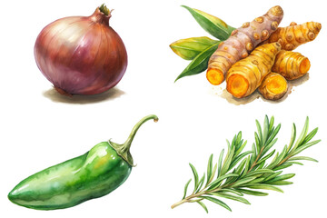 Fresh vegetables, vibrant colors, organic ingredients, healthy cooking, culinary herbs, natural food illustration.