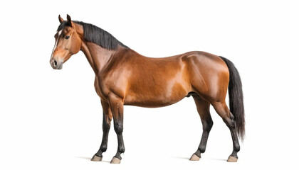 Fototapeta premium Horse standing on white background