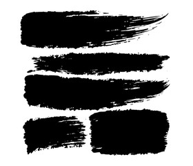 Fototapeta premium Vector Set of brush acrylic strokes. Black color on white background. Hand painted grange elements. Ink drawing. Dirty artistic design