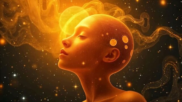 Celestial entity absorbing starlight in a galaxy with cosmic planets
