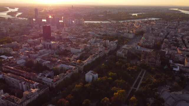High angle view of Belgrade, capital of Serbia.