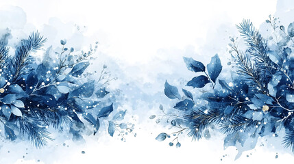 Winter foliage arrangement in deep blue tones with botanical elements and soft textures