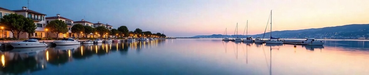 Fototapeta premium A serene waterside scene at Marina Delta Kallithea Athens, kallithea, calm