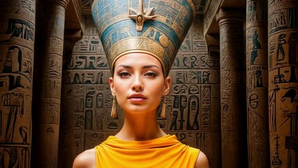 Portrait of the majestic and beautiful Egyptian Queen Nefertiti - Powered by Adobe