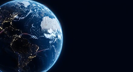 Digital Earth with Global Communication Lines and Night Lights