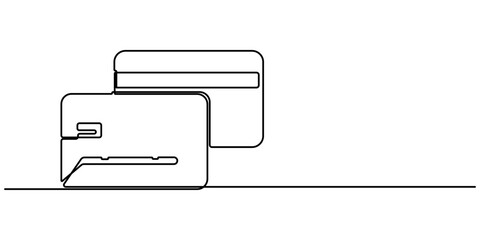 credit card in a continuous one line drawing style. Editable line vector illustration, One Continuous Line Drawing of Credit Card Icon. Single Line Vector Illustration, outline.                       