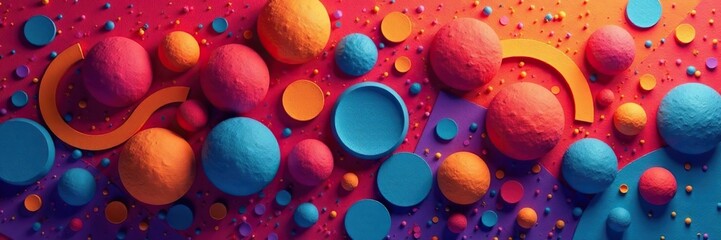 A medley of rounded shapes merge to form a richly textured backdrop, textured, dimensional, circles