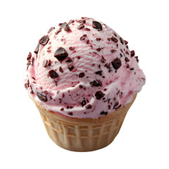 Cupcake with Scoop of Ice Cream and Chocolate Chips Isolated on Transparent Background