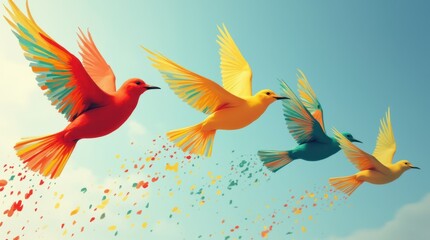 Obraz premium Flight of Dreams: Vibrant Abstract Birds
